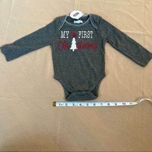BUNDLE of 2 ITEMS: My First Christmas Onesie 0-6M and Santa Rattle Socks